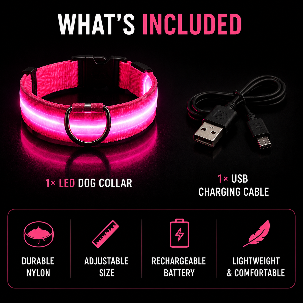 Nylon LED Dog Collar
