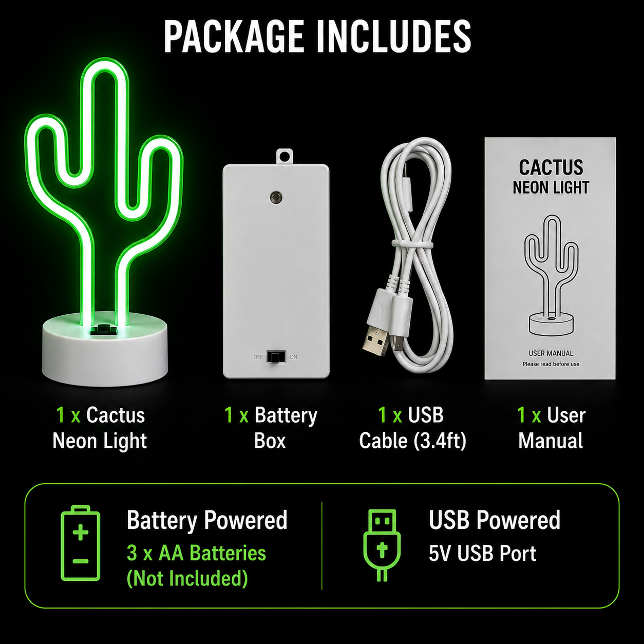 Cactus Neon Sign Light