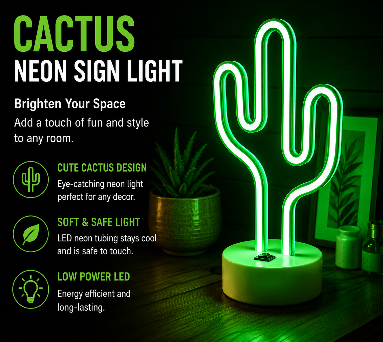 Cactus Neon Sign Light