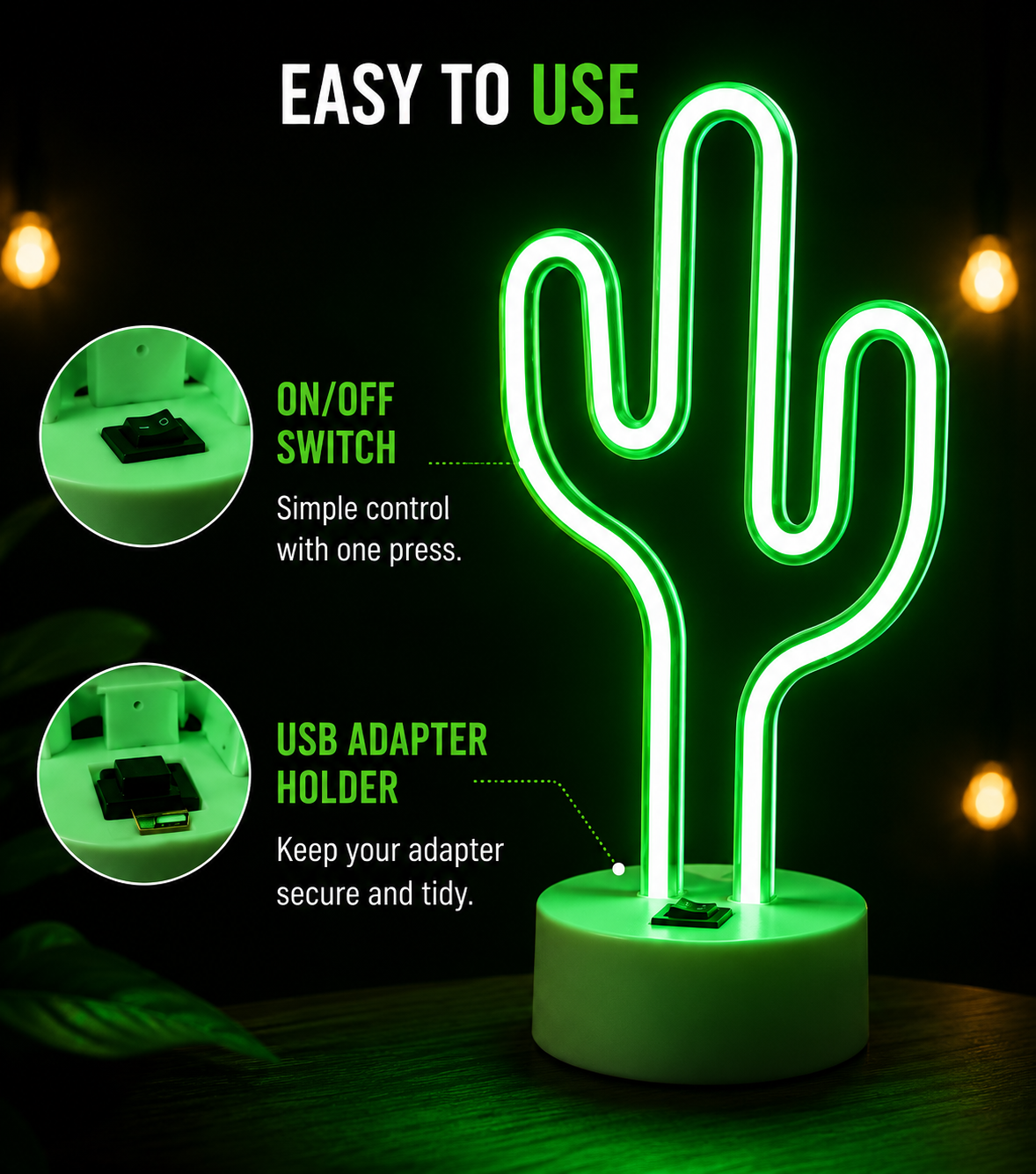 Cactus Neon Sign Light