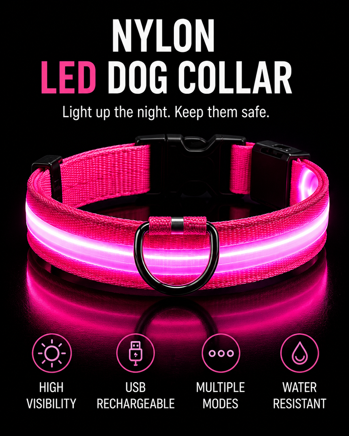Nylon LED Dog Collar